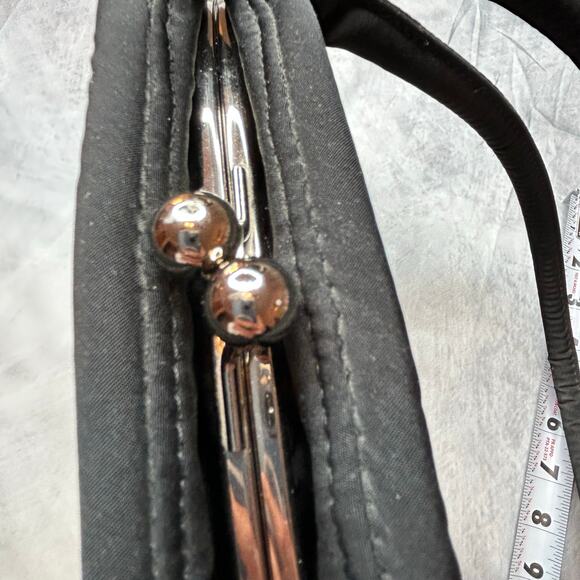 Vera Bradley Handbag Medium Shoulder Black Silver Fabric Design Double Handles - Picture 10 of 10